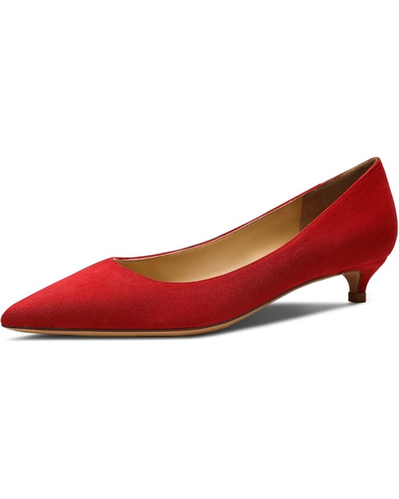 Women's Heels Pumps Pointed Toe Kitten Heels Dress Wedding Shoes Red $26.00 Pumps