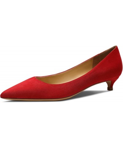 Women's Heels Pumps Pointed Toe Kitten Heels Dress Wedding Shoes Red $26.00 Pumps