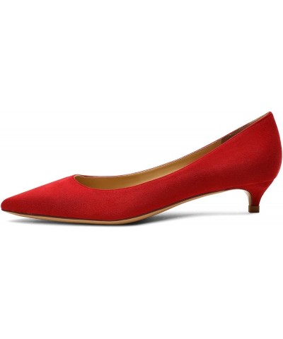 Women's Heels Pumps Pointed Toe Kitten Heels Dress Wedding Shoes Red $26.00 Pumps