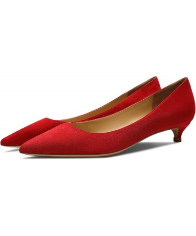 Women's Heels Pumps Pointed Toe Kitten Heels Dress Wedding Shoes Red $26.00 Pumps