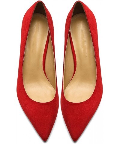 Women's Heels Pumps Pointed Toe Kitten Heels Dress Wedding Shoes Red $26.00 Pumps