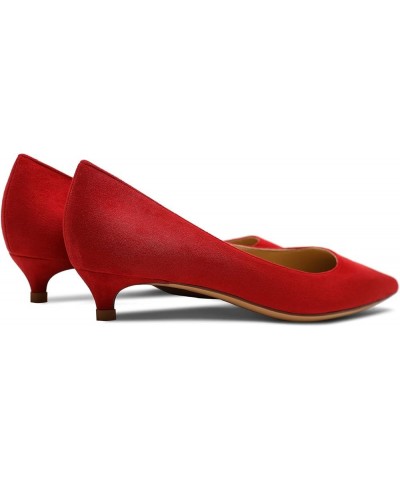 Women's Heels Pumps Pointed Toe Kitten Heels Dress Wedding Shoes Red $26.00 Pumps