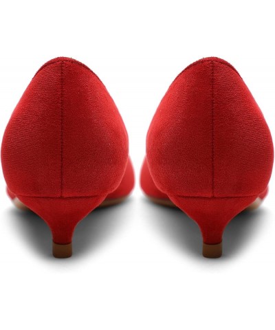 Women's Heels Pumps Pointed Toe Kitten Heels Dress Wedding Shoes Red $26.00 Pumps