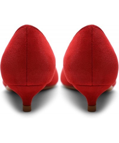 Women's Heels Pumps Pointed Toe Kitten Heels Dress Wedding Shoes Red $26.00 Pumps