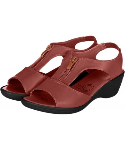 espadrille sandal Sandals for Women Ladies Fashion Solid Wedges Casual Roman Sandals Z 13-brown $15.83 Outdoor Shoes