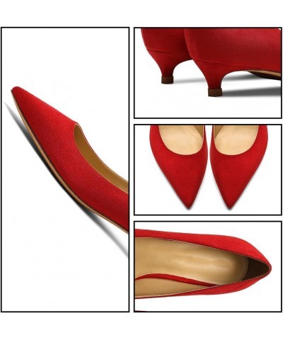 Women's Heels Pumps Pointed Toe Kitten Heels Dress Wedding Shoes Red $26.00 Pumps