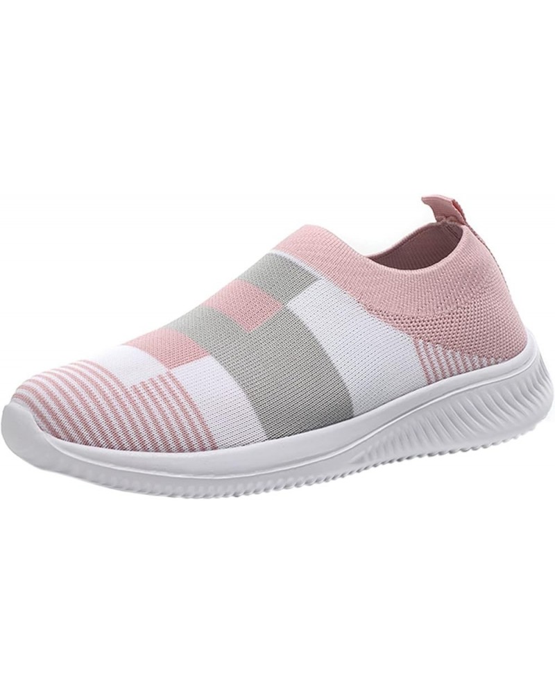 On Shoes Running Breathable Casual Mesh Slip Sock Walking Women Shoes Women's Sneaker Skates for Women Pink $12.85 Fashion Sn...