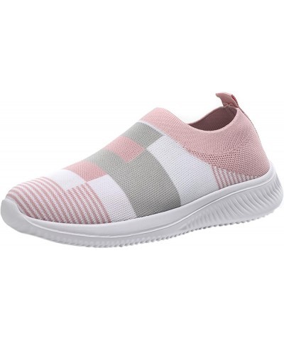 On Shoes Running Breathable Casual Mesh Slip Sock Walking Women Shoes Women's Sneaker Skates for Women Pink $12.85 Fashion Sn...