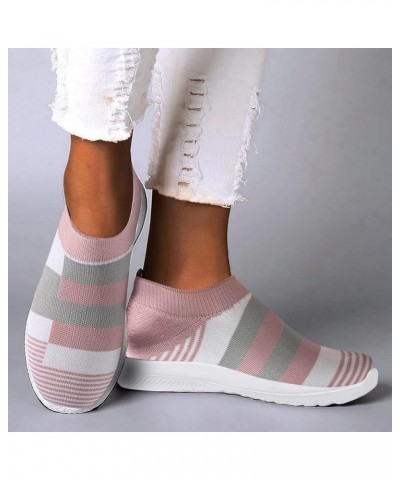 On Shoes Running Breathable Casual Mesh Slip Sock Walking Women Shoes Women's Sneaker Skates for Women Pink $12.85 Fashion Sn...