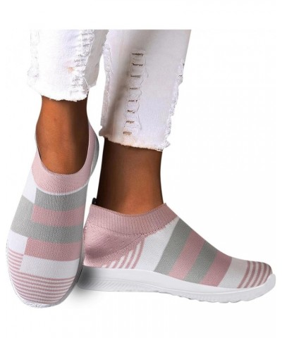 On Shoes Running Breathable Casual Mesh Slip Sock Walking Women Shoes Women's Sneaker Skates for Women Pink $12.85 Fashion Sn...