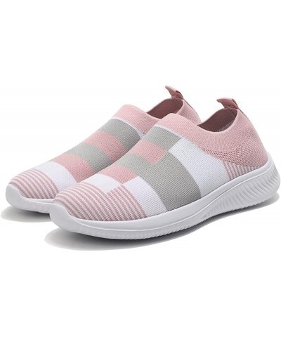 On Shoes Running Breathable Casual Mesh Slip Sock Walking Women Shoes Women's Sneaker Skates for Women Pink $12.85 Fashion Sn...