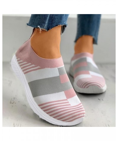 On Shoes Running Breathable Casual Mesh Slip Sock Walking Women Shoes Women's Sneaker Skates for Women Pink $12.85 Fashion Sn...