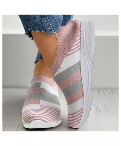 On Shoes Running Breathable Casual Mesh Slip Sock Walking Women Shoes Women's Sneaker Skates for Women Pink $12.85 Fashion Sn...