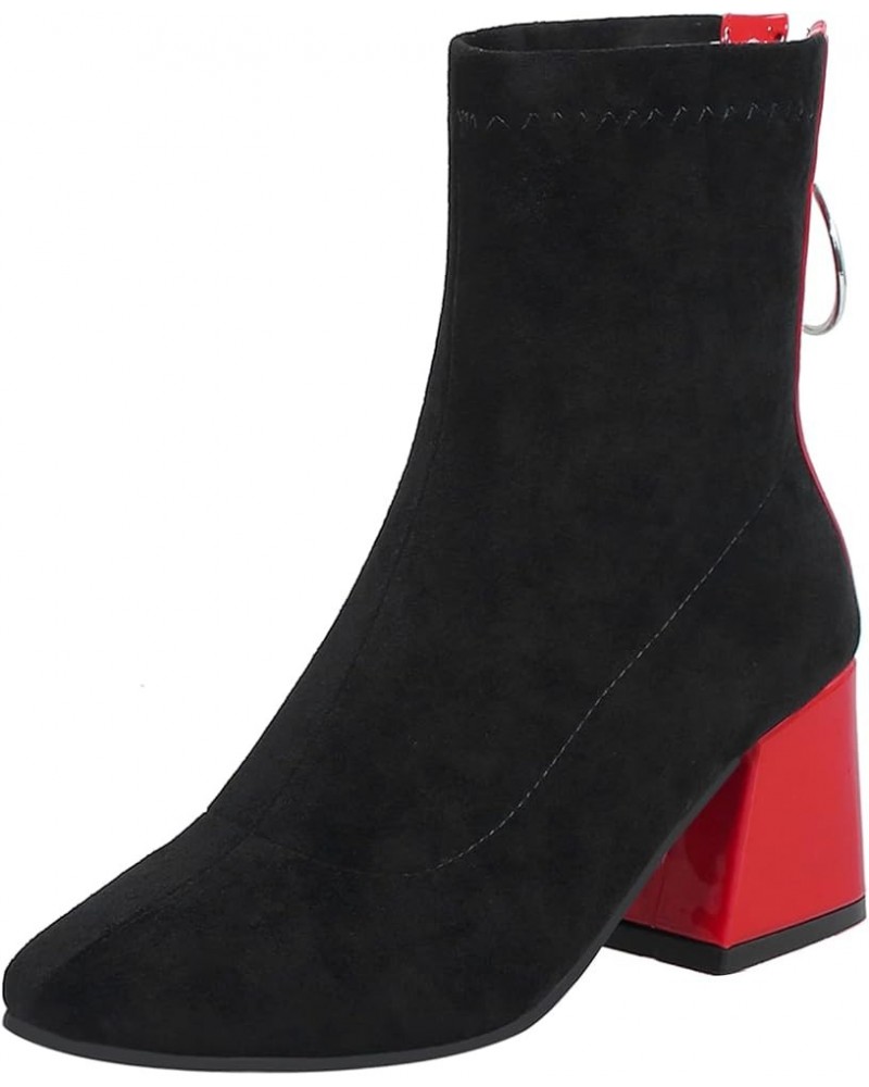 Women Block Heels Fashion Chelsea Ankle Boots Zip Red $26.07 Boots