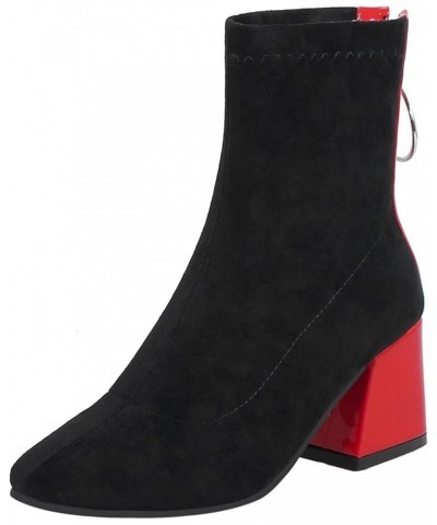 Women Block Heels Fashion Chelsea Ankle Boots Zip Red $26.07 Boots