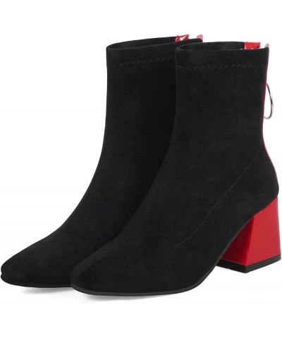 Women Block Heels Fashion Chelsea Ankle Boots Zip Red $26.07 Boots