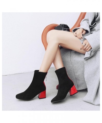 Women Block Heels Fashion Chelsea Ankle Boots Zip Red $26.07 Boots