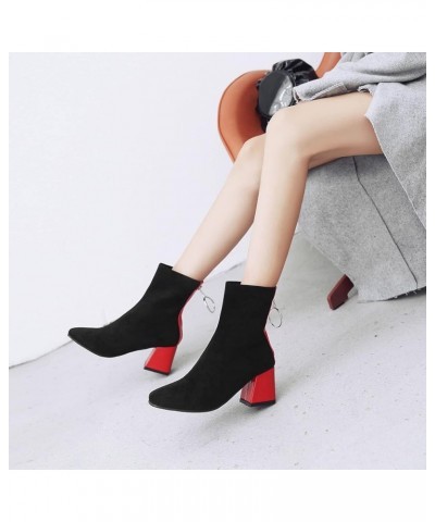 Women Block Heels Fashion Chelsea Ankle Boots Zip Red $26.07 Boots