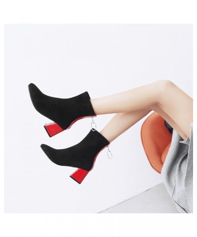 Women Block Heels Fashion Chelsea Ankle Boots Zip Red $26.07 Boots