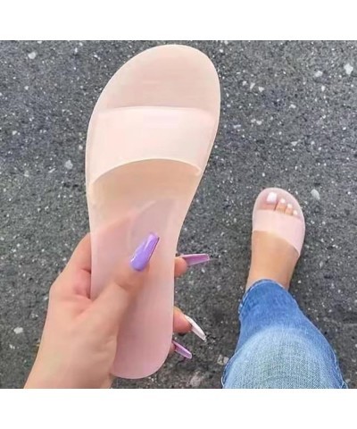 Summer Women's Synthetic PU Crystal Transparent Breathable Slippers Casual Bedroom Living Room Bathroom Beach Outside Wear Fl...