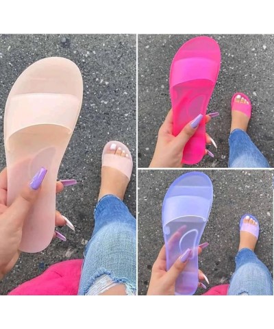 Summer Women's Synthetic PU Crystal Transparent Breathable Slippers Casual Bedroom Living Room Bathroom Beach Outside Wear Fl...