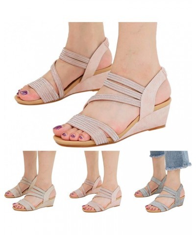 Platform Women Wedges Size 5 Women Platform Boots Ankle Gold Sandals Heeled Sandals For Women Dressy Low Heel Sandals Grey-f ...