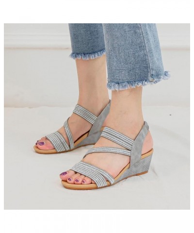 Platform Women Wedges Size 5 Women Platform Boots Ankle Gold Sandals Heeled Sandals For Women Dressy Low Heel Sandals Grey-f ...