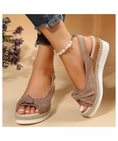 Sandals for Women Wedge Thong T-Strap Orthotic Strappy Slip on Sandals Comfortable Outdoor Shoes 62-qrcvgj-4-khaki $10.44 Sli...