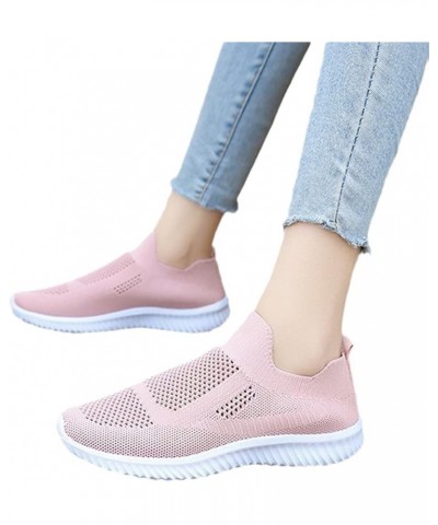 Summer Leisure Walking Shoes Women's Fashion Hollow Slip-on Sneaker Breathable Knit Mesh Fitness Shoes Lightweight Soft Sole ...