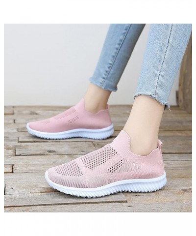 Summer Leisure Walking Shoes Women's Fashion Hollow Slip-on Sneaker Breathable Knit Mesh Fitness Shoes Lightweight Soft Sole ...