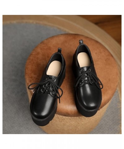 Women Autumn Platform Pumps Lace Up Round Toe Comfortable Thick Bottom High Heels Office Uniform Dress Shoes 40 Black $31.95 ...