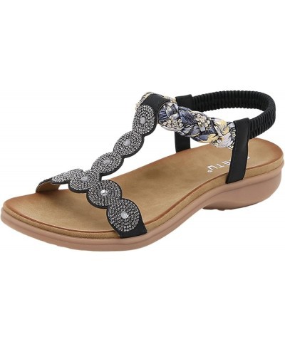 Platform Sandals Women Dressy Women Shoes with Sloping Heels and Thick Soled Sandals Leisures with Diamonds Wearing Sandals2-...