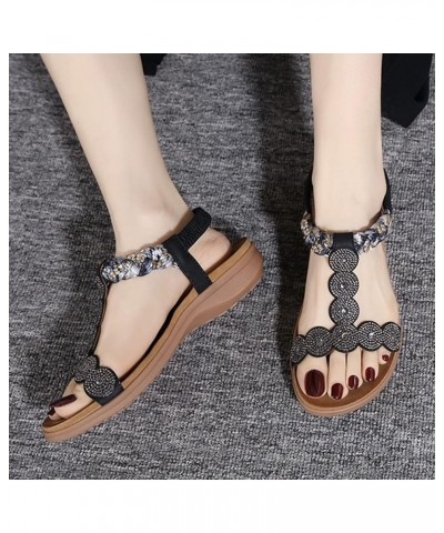 Platform Sandals Women Dressy Women Shoes with Sloping Heels and Thick Soled Sandals Leisures with Diamonds Wearing Sandals2-...