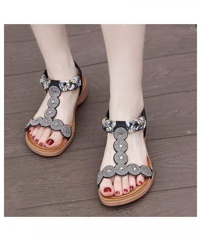 Platform Sandals Women Dressy Women Shoes with Sloping Heels and Thick Soled Sandals Leisures with Diamonds Wearing Sandals2-...