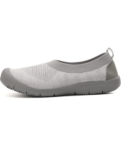 Women's Easy Slip on Sock Shoes Round Toe Mesh Nurse Flat Sneakers Work Loafers Light Grey $16.80 Athletic Shoes