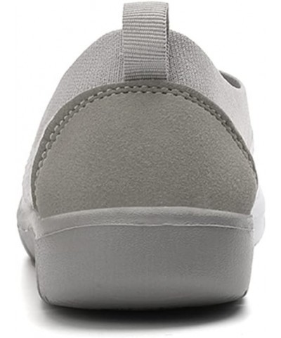 Women's Easy Slip on Sock Shoes Round Toe Mesh Nurse Flat Sneakers Work Loafers Light Grey $16.80 Athletic Shoes