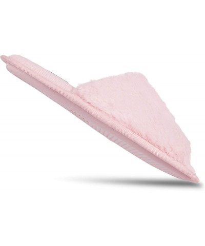 Women's Plush Faux Fur Fuzzy Slide on Open Toe Slipper with Memory Foam Pink $18.86 Slippers