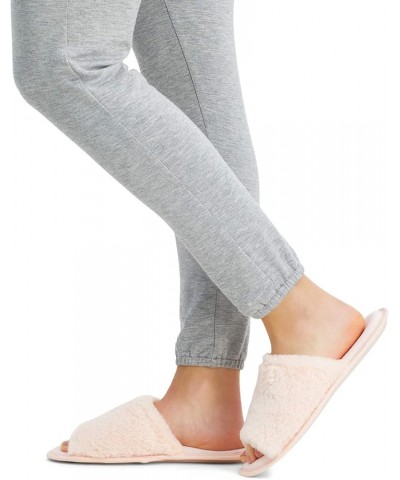 Women's Plush Faux Fur Fuzzy Slide on Open Toe Slipper with Memory Foam Pink $18.86 Slippers