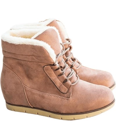 Winter Boots For Women Fashion High-top Snow Boots Slip on Warm Comfortable Outdoor Fur Lined Ankle Booties Zn-pink $15.12 Boots