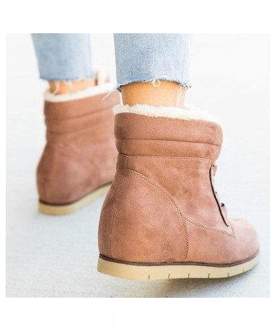 Winter Boots For Women Fashion High-top Snow Boots Slip on Warm Comfortable Outdoor Fur Lined Ankle Booties Zn-pink $15.12 Boots