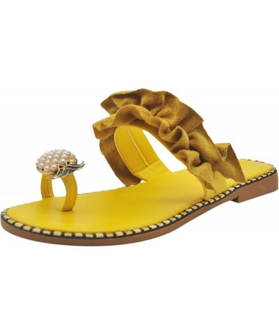 Sandals Women Wedge Platform Sandals Adjustable Flip Flops Roman Buckle Strappy Zipper Flats Hiking Sandals LS2 Yellow $8.10 ...