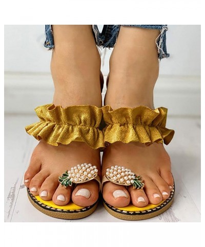 Sandals Women Wedge Platform Sandals Adjustable Flip Flops Roman Buckle Strappy Zipper Flats Hiking Sandals LS2 Yellow $8.10 ...