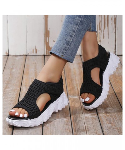 Women Synthetic Sole Sandals Ladies Fashion Summer Solid Color Breathable Mesh Open Toe Pointed Toe Shoes for Black $27.79 Sa...