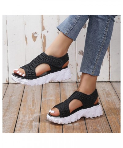 Women Synthetic Sole Sandals Ladies Fashion Summer Solid Color Breathable Mesh Open Toe Pointed Toe Shoes for Black $27.79 Sa...