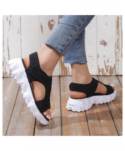 Women Synthetic Sole Sandals Ladies Fashion Summer Solid Color Breathable Mesh Open Toe Pointed Toe Shoes for Black $27.79 Sa...