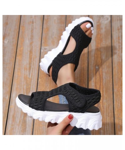 Women Synthetic Sole Sandals Ladies Fashion Summer Solid Color Breathable Mesh Open Toe Pointed Toe Shoes for Black $27.79 Sa...