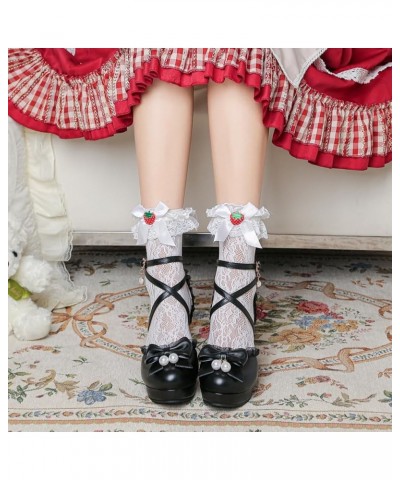 Womens LC1636 Clasp Closed Toe Bows Microfiber Mid Block Sandals Black $31.02 Sandals