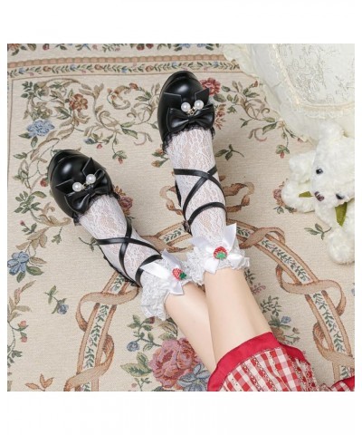 Womens LC1636 Clasp Closed Toe Bows Microfiber Mid Block Sandals Black $31.02 Sandals