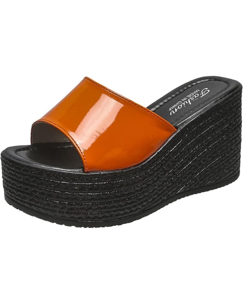 platform wedge Slipper for women platform wedge sandals for women espadrille sandal Heeled Slippers Z 12-orange $15.37 Sandals