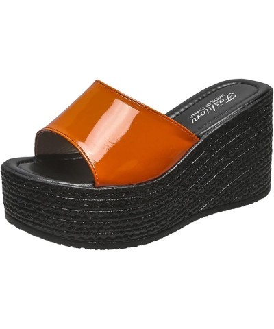 platform wedge Slipper for women platform wedge sandals for women espadrille sandal Heeled Slippers Z 12-orange $15.37 Sandals